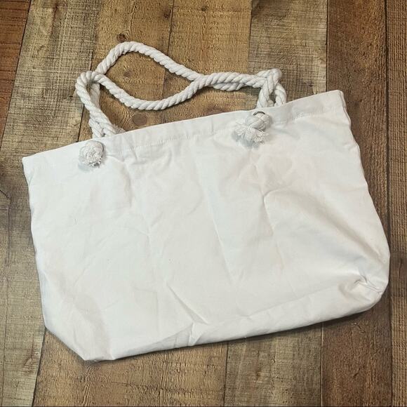 Honeymoon Vibes | Miss to Mrs | White Canvas Nautical Rope Bag - Picture 3 of 4